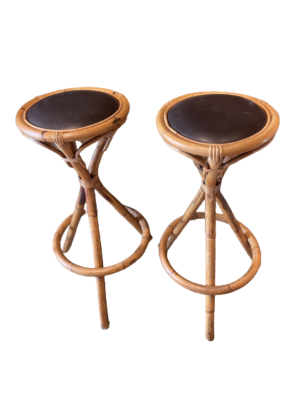 stool ⎮ bar ⎮ Rattan ⎮ Leather ⎮ Vintage