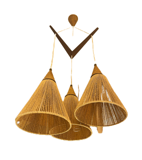 wood and rope light⎮wood and rope suspension⎮vintage suspension⎮from the 60s⎮Denmark⎮handmade suspension